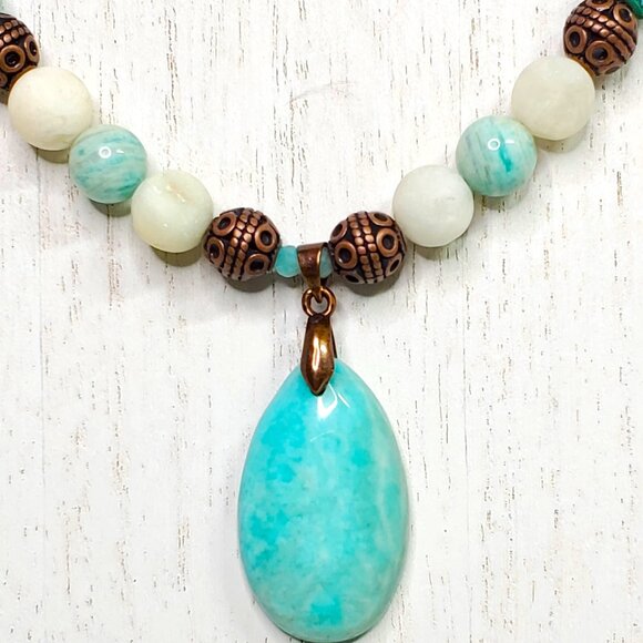 Amazonite and Crystal Necklace - Picture 3 of 11